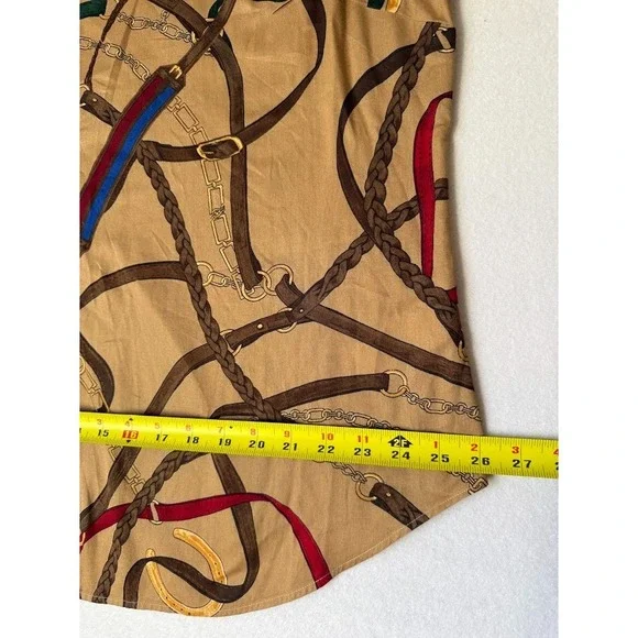 Lauren Ralph Lauren Shirt Women Size 2X Beige Equestrian Print Cotton Button Up - Picture 9 of 16